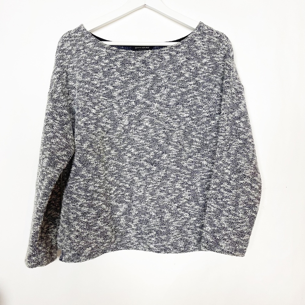 Banana Republic Women’s Sweater Size M Medium White Black Cotton Blend
